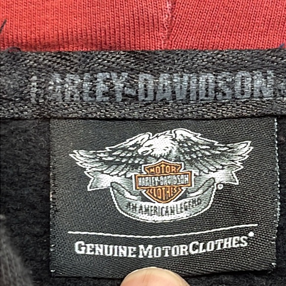 Harley Davidson Hoodie Black And Maroon Men's Medium Logo Pre Owned - Picture 3 of 12
